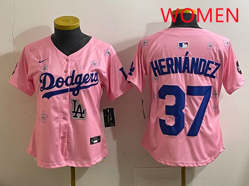 Women Los Angeles Dodgers #37 Hernandz Pink Sakura Edition 2025 Nike MLB Jersey style 41